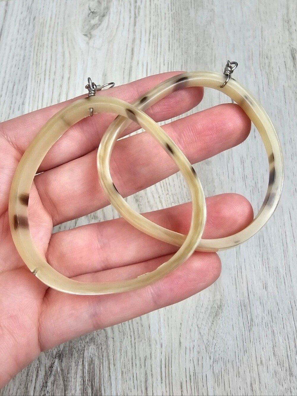 Upcycled Vintage Boho Horn Dangle Earrings